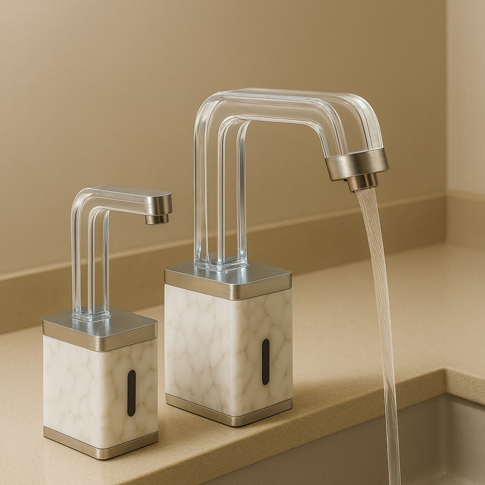Fontana IQLink Obsidian Grey touchless urinal flush valve with dark faceplate
